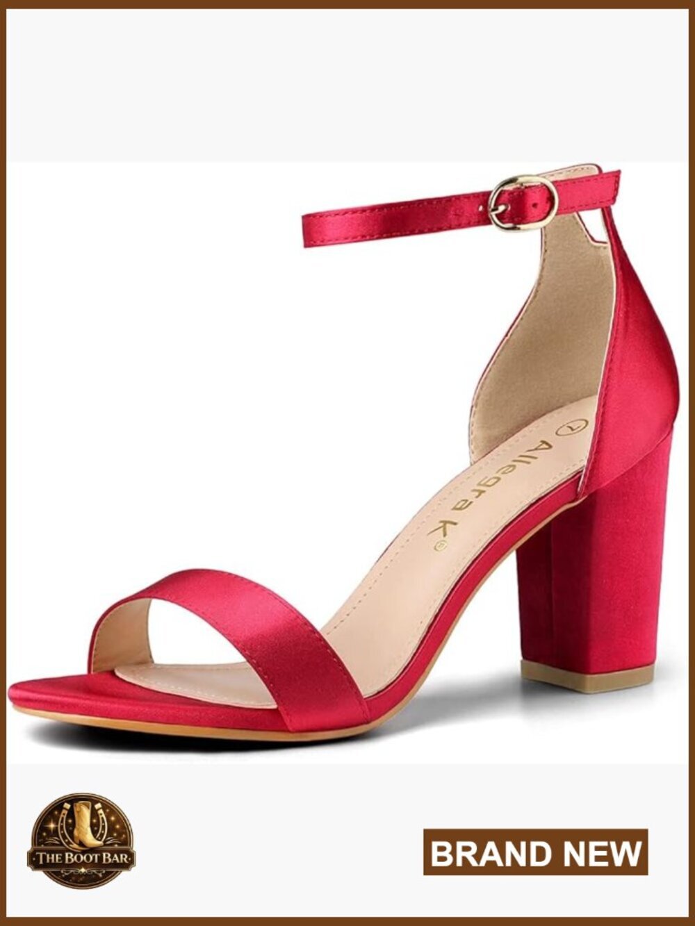 Satin Open Toe Ankle Strap Chunky Heeled Sandals Block Heel